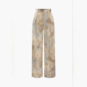 Micas Marble Print High Waisted Fulllength Straight Leg Pants